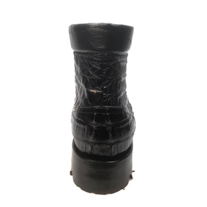 Safari Black All-Over Crocodile Horn-back Combat Boots - Dudes Boutique