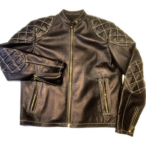 Jakewood Black Quilted Bomber Leather Jacket - Dudes Boutique