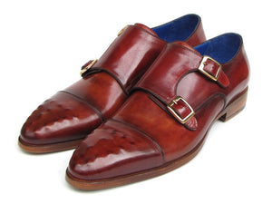 Paul Parkman Men's Double Monkstrap Burgundy Leather - Dudes Boutique