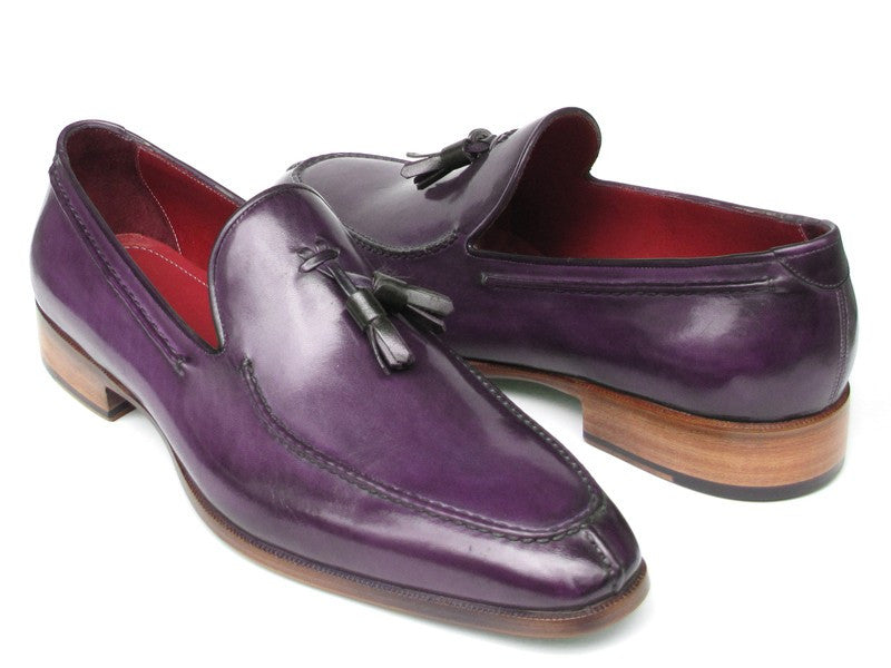 Paul Parkman Men's Tassel Loafer Purple Hand Painted Leather - Dudes Boutique