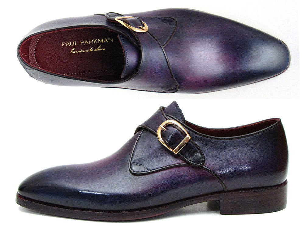 Paul Parkman Single Monkstrap Purple Leather Shoes - Dudes Boutique