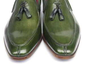 Paul Parkman Green Hand Painted Leather Loafer With Tassel - Dudes Boutique