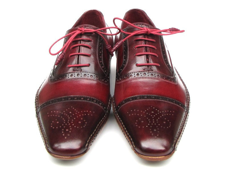 Paul Parkman Side Handsewn Captoe Oxfords- Red/ Bordeaux Leather Upper And Leather Sole - Dudes Boutique