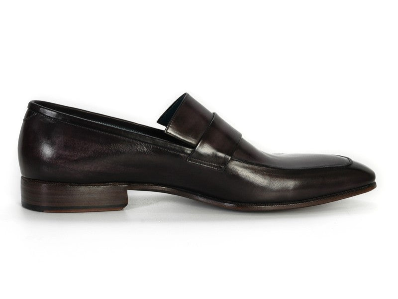 Paul Parkman Men's Loafer Black & Gray Hand-Painted Leather Upper With Leather Sole - Dudes Boutique