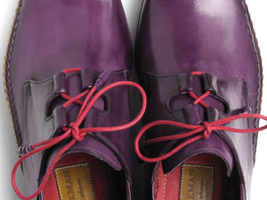Paul Parkman Men's Ghillie Lacing Side Handsewn Dress Shoes - Purple Leather Upper And Leather Sole - Dudes Boutique