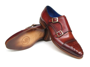 Paul Parkman Men's Double Monkstrap Burgundy Leather - Dudes Boutique