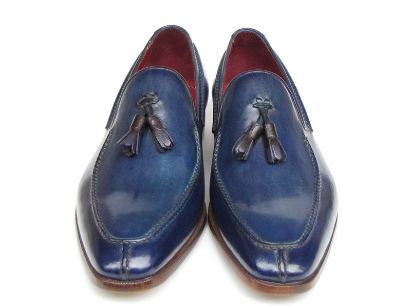 Paul Parkman Blue Hand Painted Leather Tassel Loafer - Dudes Boutique