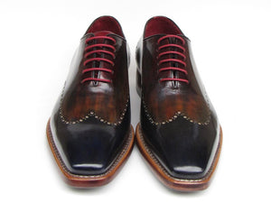 Paul Parkman Men's Wingtip Oxford Goodyear Welted Navy Red Black - Dudes Boutique