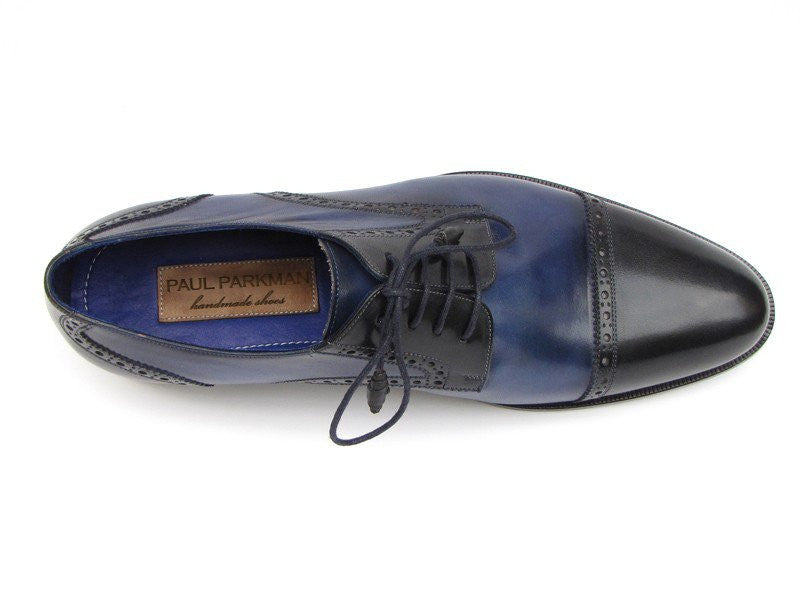 Paul Parkman Parliament Blue Derby Shoes Leather Upper And Leather Sole - Dudes Boutique
