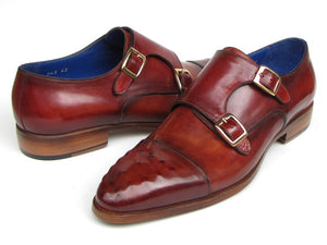 Paul Parkman Men's Double Monkstrap Burgundy Leather - Dudes Boutique