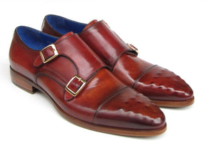 Paul Parkman Men's Double Monkstrap Burgundy Leather - Dudes Boutique