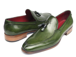 Paul Parkman Green Hand Painted Leather Loafer With Tassel - Dudes Boutique