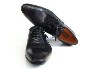 Paul Parkman Black Leather Oxfords - Side Handsewn Leather Upper And Leather Sole - Dudes Boutique