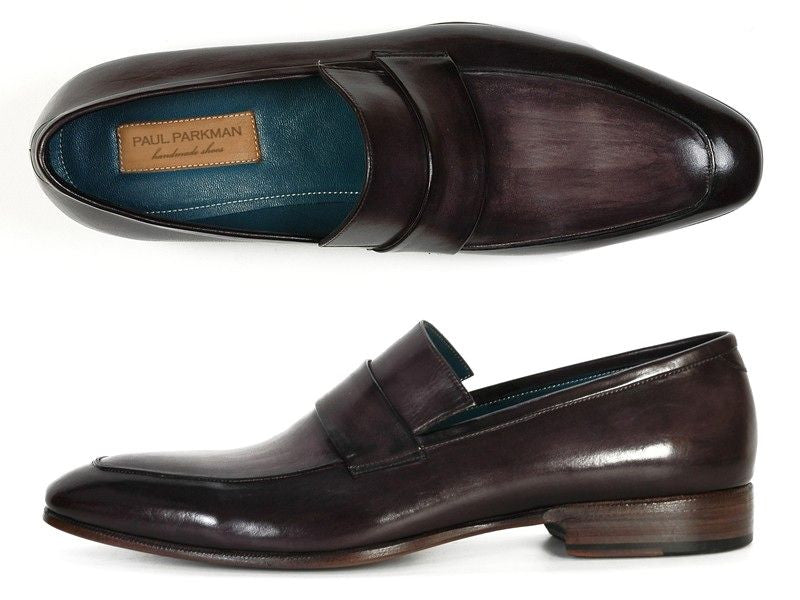 Paul Parkman Men's Loafer Black & Gray Hand-Painted Leather Upper With Leather Sole - Dudes Boutique