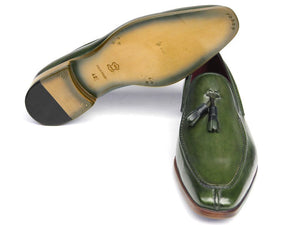Paul Parkman Green Hand Painted Leather Loafer With Tassel - Dudes Boutique