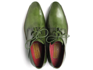 Paul Parkman Men's Ghillie Lacing Side Handsewn Dress Shoes - Green Leather Upper And Leather Sole - Dudes Boutique