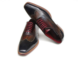 Paul Parkman Men's Wingtip Oxford Goodyear Welted Navy Red Black - Dudes Boutique