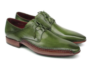 Paul Parkman Men's Ghillie Lacing Side Handsewn Dress Shoes - Green Leather Upper And Leather Sole - Dudes Boutique