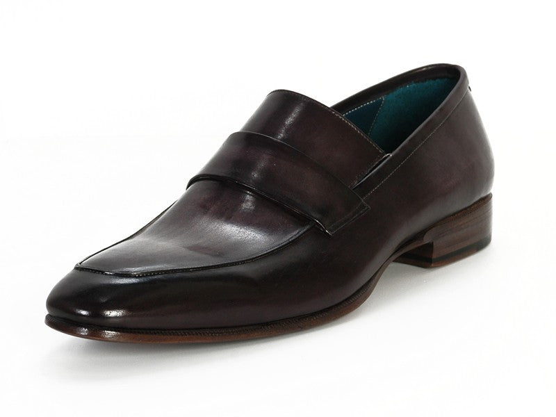 Paul Parkman Men's Loafer Black & Gray Hand-Painted Leather Upper With Leather Sole - Dudes Boutique