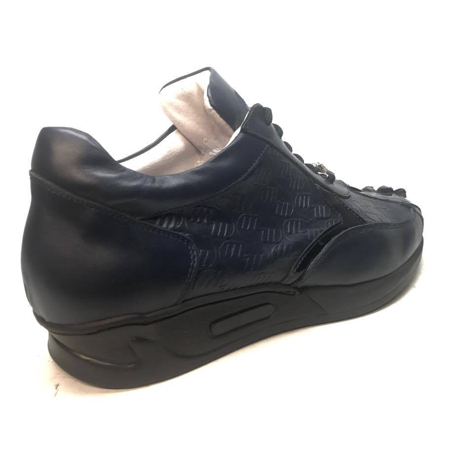 Mauri M770/1 Navy Blue Crocodile Tail Sneakers - Dudes Boutique