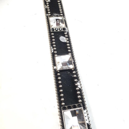 b.b. Simon 338-A94 Black Pony Hair Crystal Belt - Dudes Boutique