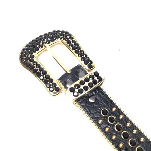 b.b. Simon 7097-J59 Horseshoe Black Crystal Belt - Dudes Boutique