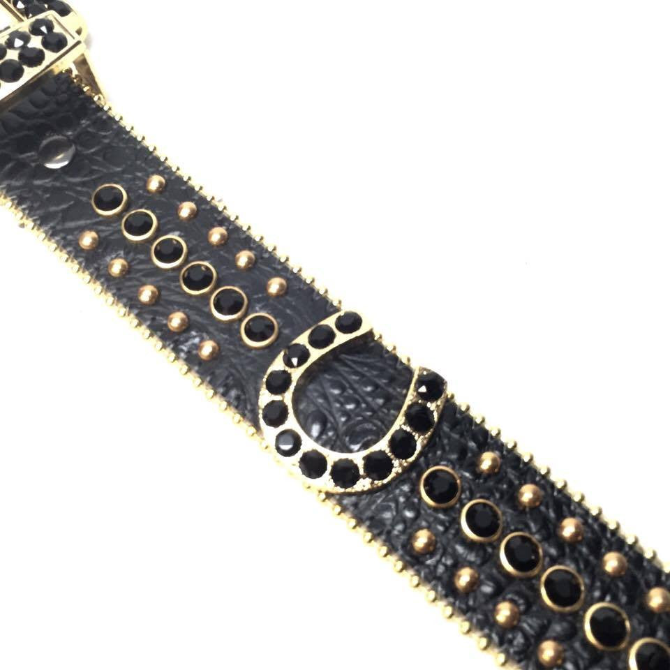b.b. Simon 7097-J59 Horseshoe Black Crystal Belt - Dudes Boutique