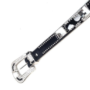 b.b. Simon 338-A94 Black Pony Hair Crystal Belt - Dudes Boutique