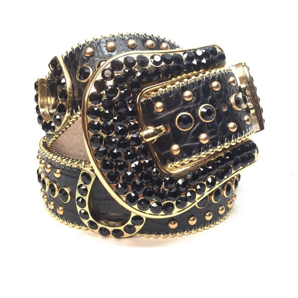 b.b. Simon 7097-J59 Horseshoe Black Crystal Belt - Dudes Boutique
