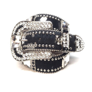 b.b. Simon 338-A94 Black Pony Hair Crystal Belt - Dudes Boutique