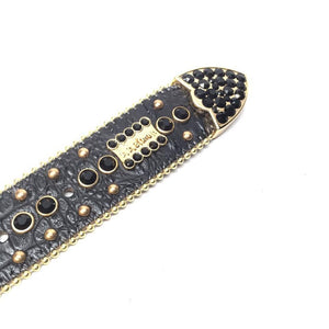 b.b. Simon 7097-J59 Horseshoe Black Crystal Belt - Dudes Boutique