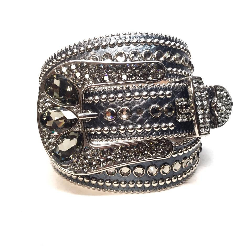 b.b. Simon 6089-J20 Sky Blue Python Crystal Belt - Dudes Boutique