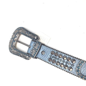 b.b. Simon "Blue Horseshoes" Crystal Belt - Dudes Boutique