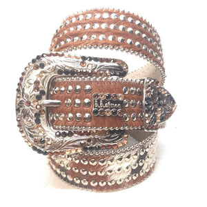 b.b. Simon "Triple Studded Pony Hair" Crystal Belt - Dudes Boutique