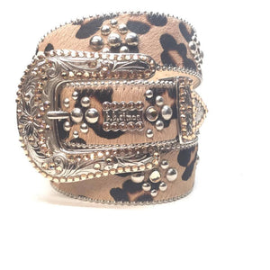 b.b. Simon "Leopard Pony Hair" Crystal Belt - Dudes Boutique