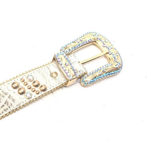 b.b. Simon Sky Gold Light Blue Crystal Belt - Dudes Boutique