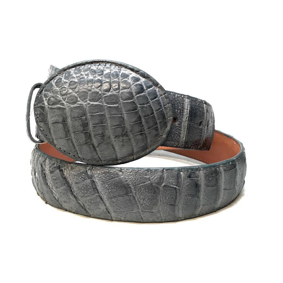 Los Altos Gray Crocodile Full Skin Belt - Dudes Boutique