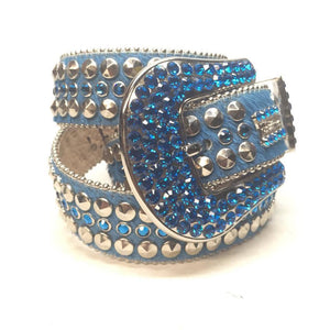b.b. Simon Pony Hair Blue Crystal Belt - Dudes Boutique