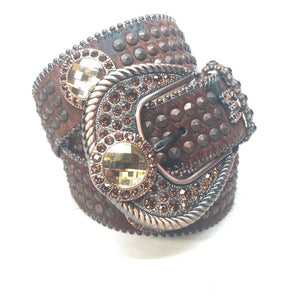 b.b. Simon Triple Studded Bronze Crystal Belt - Dudes Boutique