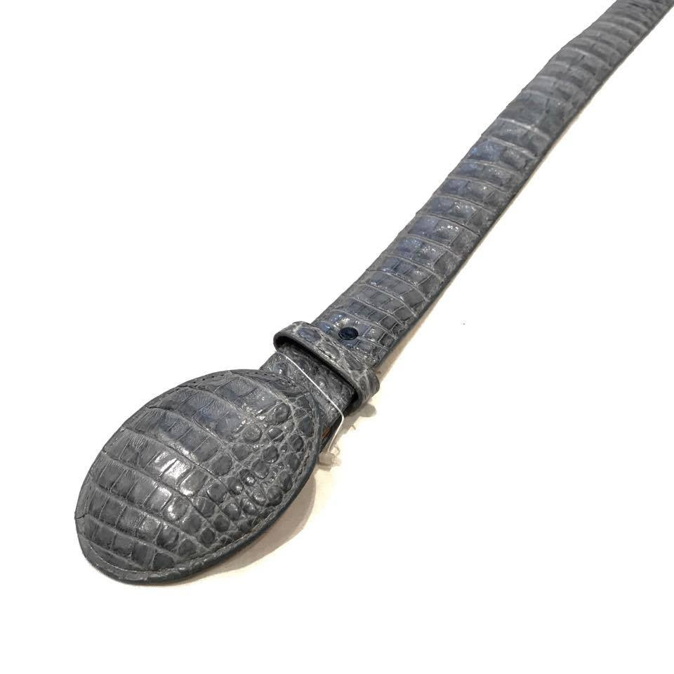 Los Altos Gray Crocodile Full Skin Belt - Dudes Boutique
