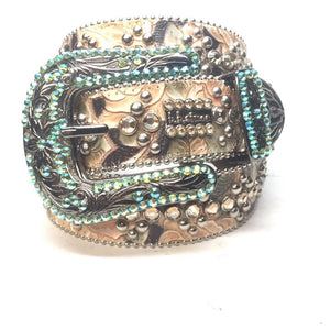 b.b. Simon "Floral Emerald" Crystal Belt - Dudes Boutique
