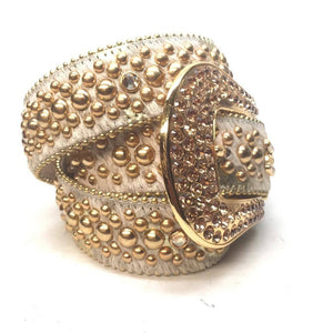 b.b. Simon "Golden Cream Pony Hair" Crystal Belt - Dudes Boutique