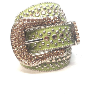 b.b. Simon Lime Green Gold Crystal Belt - Dudes Boutique