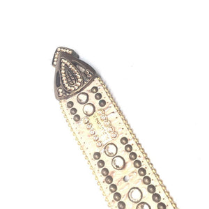 b.b. Simon Gold Cream Double Studded Crystal Belt - Dudes Boutique
