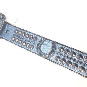 b.b. Simon "Blue Horseshoes" Crystal Belt - Dudes Boutique