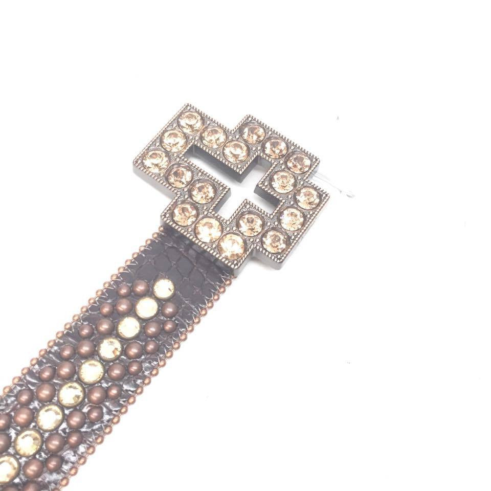 b.b. Simon "Chocolate Cross" Crystal Belt - Dudes Boutique