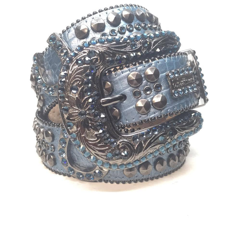 b.b. Simon "Blue Horseshoes" Crystal Belt - Dudes Boutique