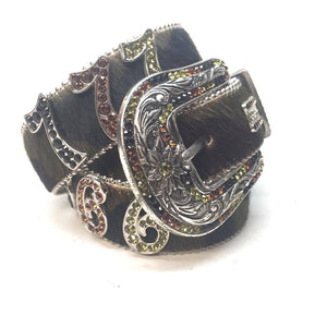 b.b. Simon "Camo Pony Hair Numbers" Crystal Belt - Dudes Boutique