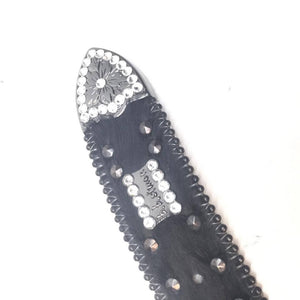b.b. Simon "Double Studded Skull Pony Hair" Crystal Belt - Dudes Boutique