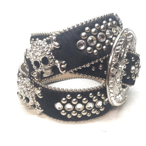 b.b. Simon "Skull Pony Hair" Crystal Belt - Dudes Boutique